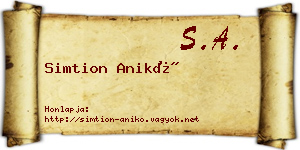 Simtion Anikó névjegykártya